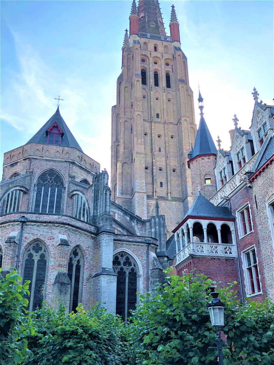 The Church Near The Lovers Bridge In Bruges