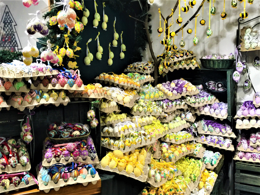 Easter eggs sold year around on Getreidegasse , Salzburg