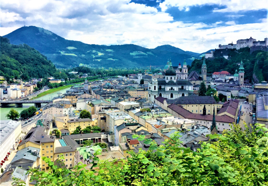 The view of Salzburg from the Monchsberg Trail