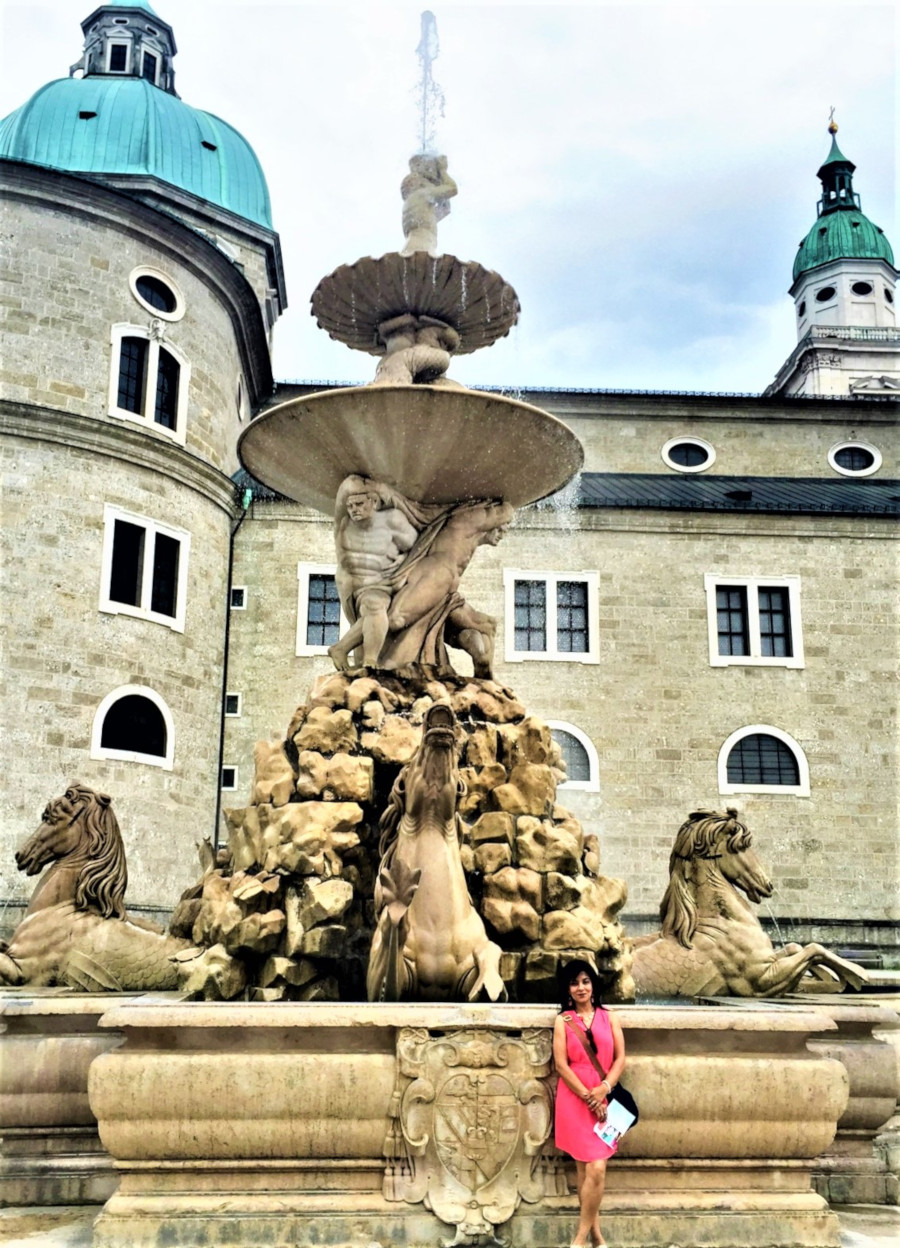 The fountain in Residenzplatz Salzburg, Austria