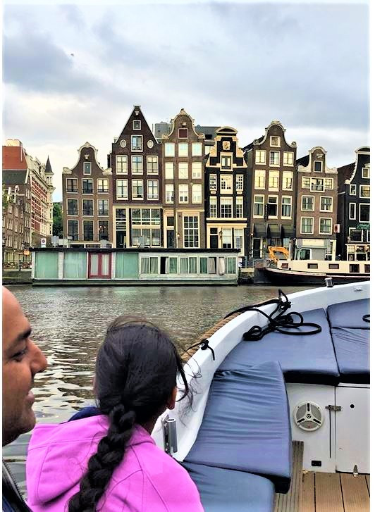 A view ohe crooked canal homes of Amsterdam