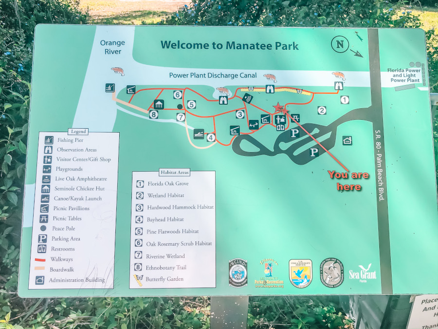 Map of Manatee Park near the entrance