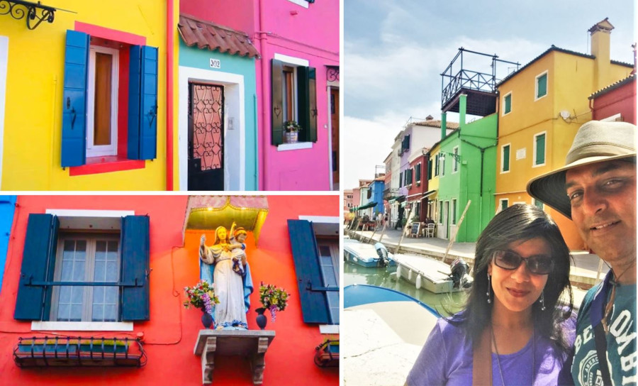 The colorful homes in Burano