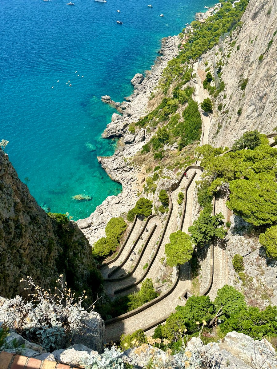 View of Via Krupp from Giardini di Augusto in Capri, Italy – one of the most scenic spots to visit when exploring Capri.