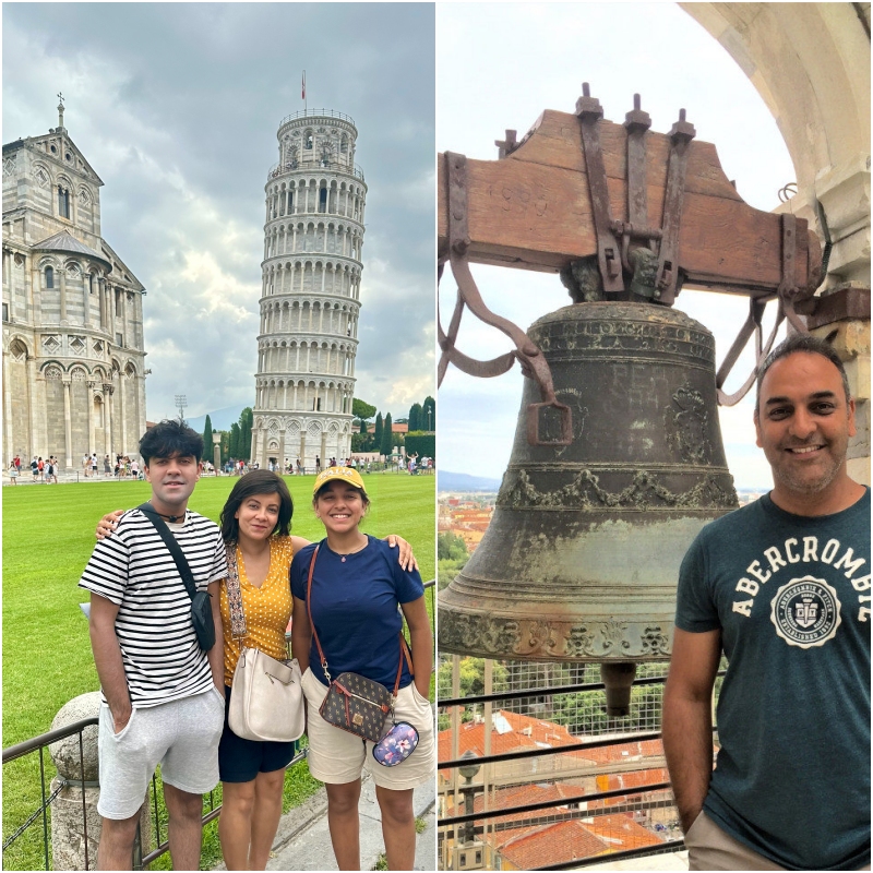 Leaning Tower of Pisa – Ground View and Bell Chamber at the Top