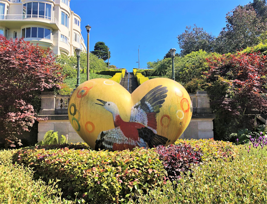 One of the hearts of San Francisco installed along Lyon Street Steps