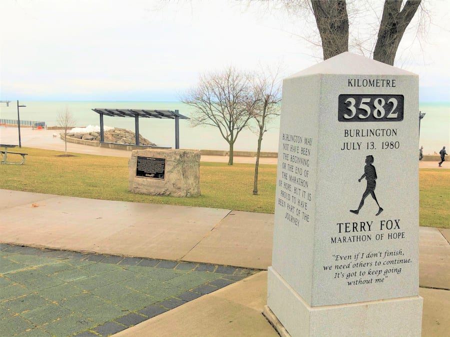 Terry Fox marker in Spencer Smith Park